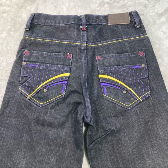 Attitude Gold Denim Jeans Women's 14 Purple Yellow Embroidered Purple Stitching - Picture 1 of 12